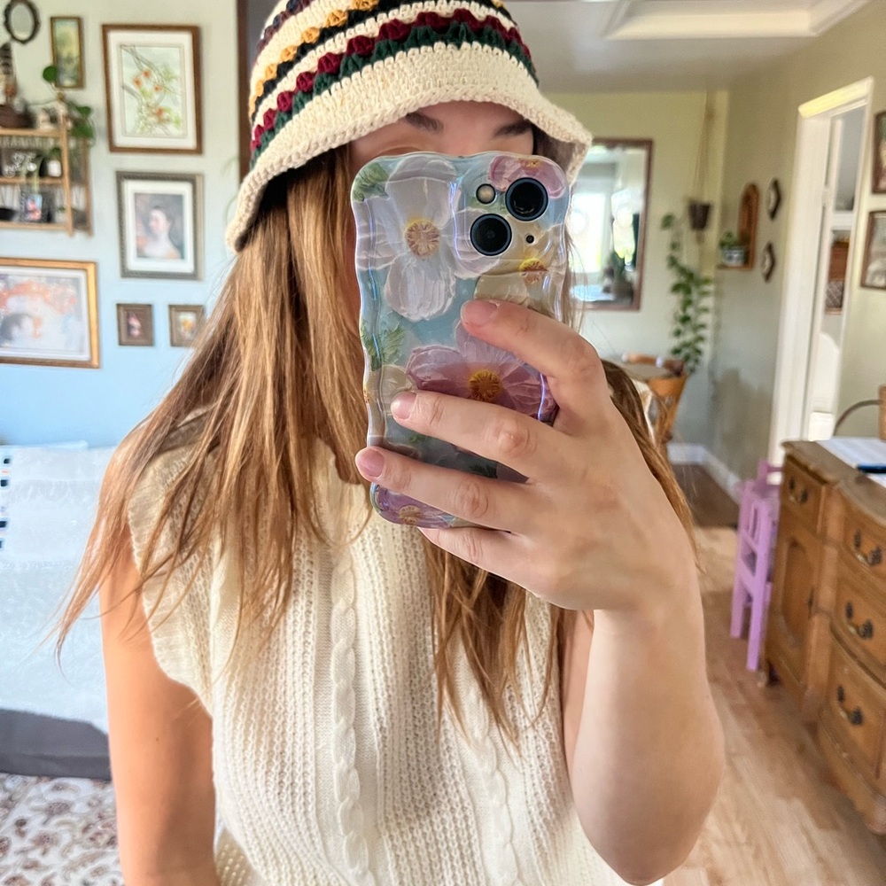 Striped crotchet Bucket Hat